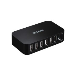 HUB extern D-LINK, porturi USB: USB 2.0 x 7, conectare prin USB 2.0, alimentare retea 220 V, negru, "DUB-H7" (timbru verde 0.8 l