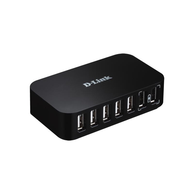 HUB extern D-LINK, porturi USB: USB 2.0 x 7, conectare prin USB 2.0, alimentare retea 220 V, negru, "DUB-H7" (timbru verde 0.8 l