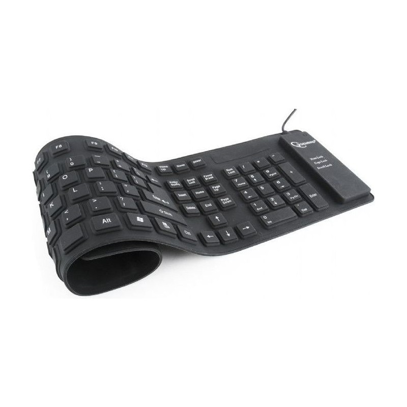 TASTATURA GEMBIRD USB, 109 taste, silicon, flexibila, water-proof, dust-proof, black, "KB-109F-B"  (timbru verde 0.8 lei)