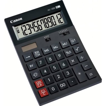 Calculator de birou CANON, AS-1200, ecran 12 digiti, alimentare solara si baterie, negru, "BE4599B001AA" (timbru verde 0.18 lei)