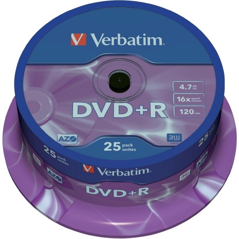 DVD+R VERBATIM  4.7GB, 120min, viteza 16x,  25 buc, Single Layer, spindle, "Matt Silver" "43500"