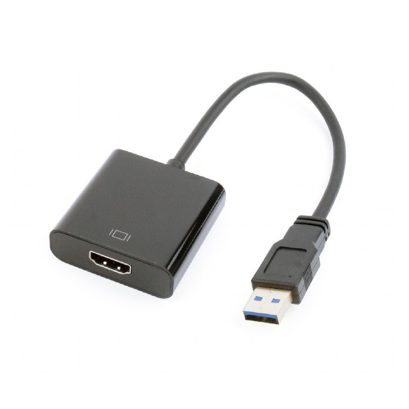 ADAPTOR video GEMBIRD, adaptor USB 3.0 (T) la HDMI (M), 15cm, rezolutie maxima Full HD (1920 x 1080) la 60Hz, negru, "A-USB3-HDM
