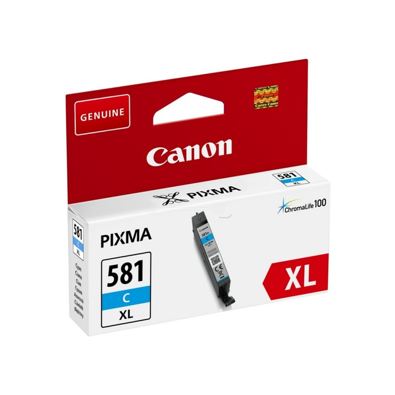 Cartus Cerneala Original Canon Cyan, CLI-581XLC, pentru Pixma TR7550|TR8550|TS6150|TS6250|TS705|TS8150|TS8250|TS9150|TS9155|TS95