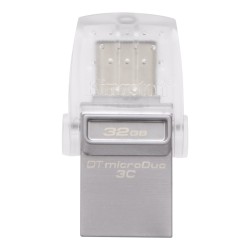 MEMORIE USB 3.0, USB 3.0 Type-C KINGSTON  32 GB, profil mic, OTG, argintiu &amp; alb transparent, carcasa metalic &amp; plastic 