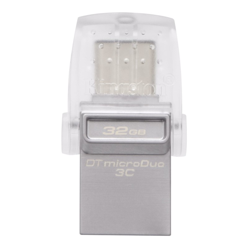 MEMORIE USB 3.0, USB 3.0 Type-C KINGSTON  32 GB, profil mic, OTG, argintiu &amp; alb transparent, carcasa metalic &amp; plastic 