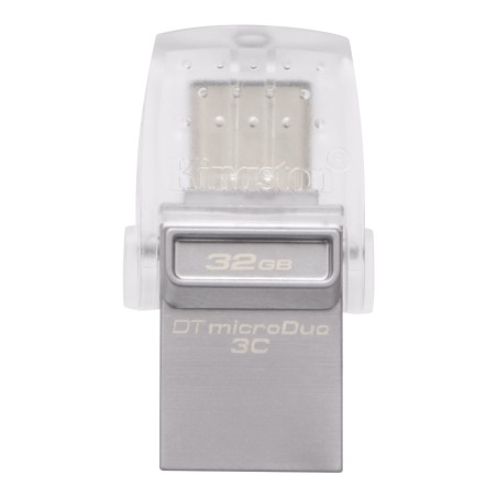MEMORIE USB 3.0, USB 3.0 Type-C KINGSTON  32 GB, profil mic, OTG, argintiu &amp; alb transparent, carcasa metalic &amp; plastic 
