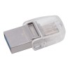 MEMORIE USB 3.0, USB 3.0 Type-C KINGSTON  32 GB, profil mic, OTG, argintiu &amp; alb transparent, carcasa metalic &amp; plastic 