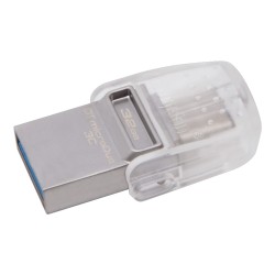 MEMORIE USB 3.0, USB 3.0 Type-C KINGSTON  32 GB, profil mic, OTG, argintiu &amp; alb transparent, carcasa metalic &amp; plastic 
