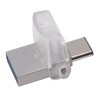 MEMORIE USB 3.0, USB 3.0 Type-C KINGSTON  32 GB, profil mic, OTG, argintiu &amp; alb transparent, carcasa metalic &amp; plastic 