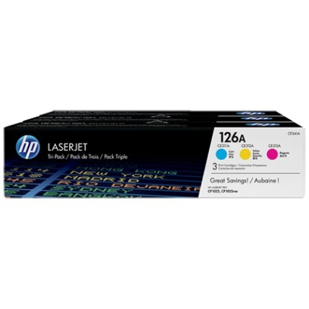 Combo-Pack Original HP CMY, nr.126A, pentru LaserJet Pro 100 M175|CP1025|M275, 3x1K, (timbru verde 1.2 lei) , "CF341A"