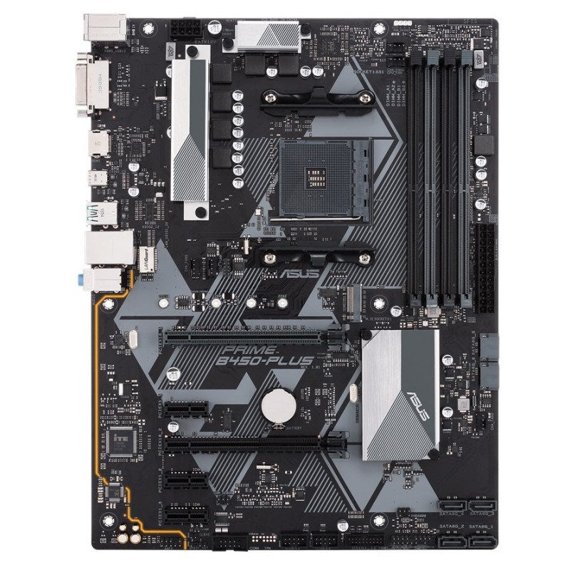 PLACA de BAZA Asus "PRIME B450-PLUS", skt AM4, ATX, AMD B450, 4 x DDR4, max. 64 GB, 6 x SATA, 1 x M.2, 7.1, "PRIME B450-PLUS"