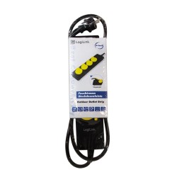 PRELUNGITOR LOGILINK, Schuko x 4, conectare prin Schuko (T), cablu 1.4 m, 16 A, protectie stropire cu apa, negru, "LPS212" (timb