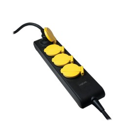 PRELUNGITOR LOGILINK, Schuko x 4, conectare prin Schuko (T), cablu 1.4 m, 16 A, protectie stropire cu apa, negru, "LPS212" (timb