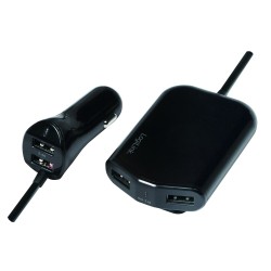 ALIMENTATOR auto LOGILINK, 4 x USB, pt. bricheta auto 2 x USB, pt. bancheta din spate 2 x USB, 1.8m cablu, maxim 9.6A, black, "P