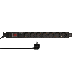 PDU LOGILINK 1U pt. rack 19 inch, 7 prize Schuko, intrare Schuko, max 16 A, protectie supratensiune, on/off, 2 m, "PDU7C01" (tim