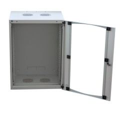 CABINET 19" LOGILINK   6U 540x450mm, fixare pe perete, Flatpack (dezasamblat),  Light Grey, usa sticla cu blocare, otel 1.2mm, s
