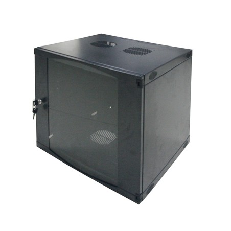 CABINET 19" LOGILINK   9U 540x450mm, fixare pe perete, Flatpack (dezasamblat),  Black, usa sticla cu blocare, otel 1.2mm, sarcin