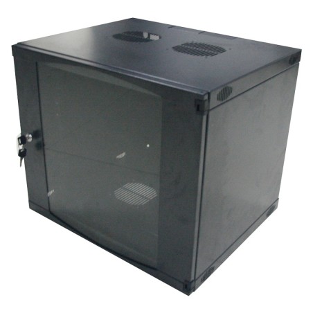 CABINET 19" LOGILINK  12U 540x450mm, fixare pe perete, Flatpack (dezasamblat),  Black, usa sticla cu blocare, otel 1.2mm, sarcin