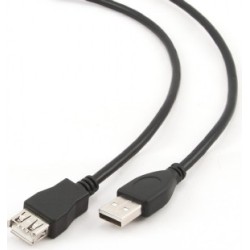CABLU USB GEMBIRD prelungitor, USB 2.0 (T) la USB 2.0 (M), 4.5m, conectori auriti, negru, "CCP-USB2-AMAF-15C" (timbru verde 0.18