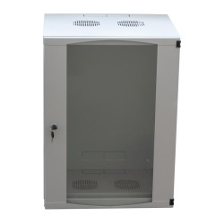CABINET 19" LOGILINK  12U 540x450mm, fixare pe perete, Flatpack (dezasamblat),  Light Grey, usa sticla cu blocare, otel 1.2mm, s