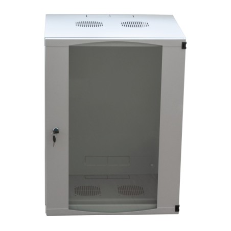 CABINET 19" LOGILINK  15U 540x450mm, fixare pe perete, Flatpack (dezasamblat),  Light Grey, usa sticla cu blocare, otel 1.2mm, s