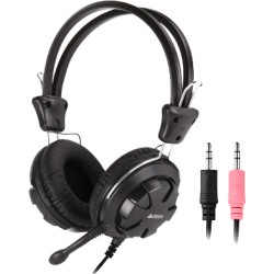 CASTI A4tech, "ComfortFIt", cu fir, standard, utilizare multimedia, microfon pe brat, conectare prin Jack 3.5 mm x 2, negru, "HS