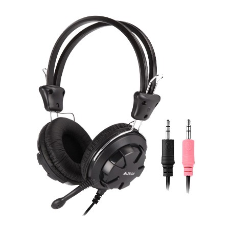 CASTI A4tech, "ComfortFIt", cu fir, standard, utilizare multimedia, microfon pe brat, conectare prin Jack 3.5 mm x 2, negru, "HS