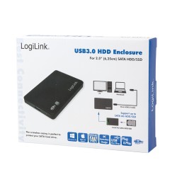 RACK extern LOGILINK, pt HDD/SSD, 2.5 inch, S-ATA, interfata PC USB 3.0, plastic, negru, "UA0256" (timbru verde 0.8 lei)