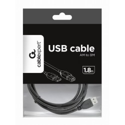 CABLU USB GEMBIRD pt. imprimanta, USB 2.0 (T) la USB 2.0 Type-B (T), 1.8m, conectori auriti, black, "CCP-USB2-AMBM-6" / 45505977
