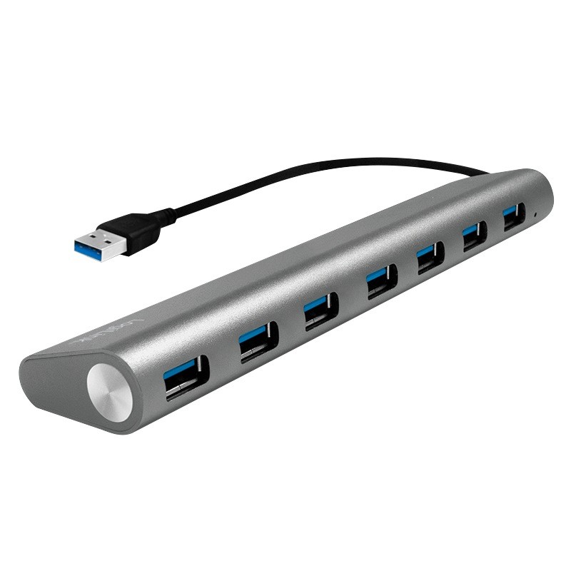 HUB extern LOGILINK, porturi USB: USB 3.0 x 7, conectare prin USB 3.0, cablu 0.1 m, argintiu, "UA0308"  (timbru verde 0.8 lei)