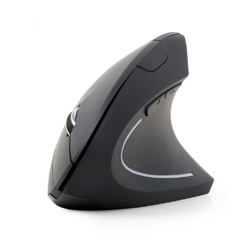 MOUSE GEMBIRD, PC sau NB, wireless, 2.4GHz, optic, 1600 dpi, butoane/scroll 6/1, ergonomic, negru, "MUSW-ERGO-01" (timbru verde 