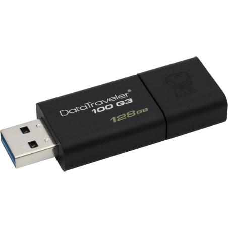 MEMORIE USB 3.0 KINGSTON 128 GB, cu capac, carcasa plastic, negru, "DT100G3/128GB" (timbru verde 0.03 lei)