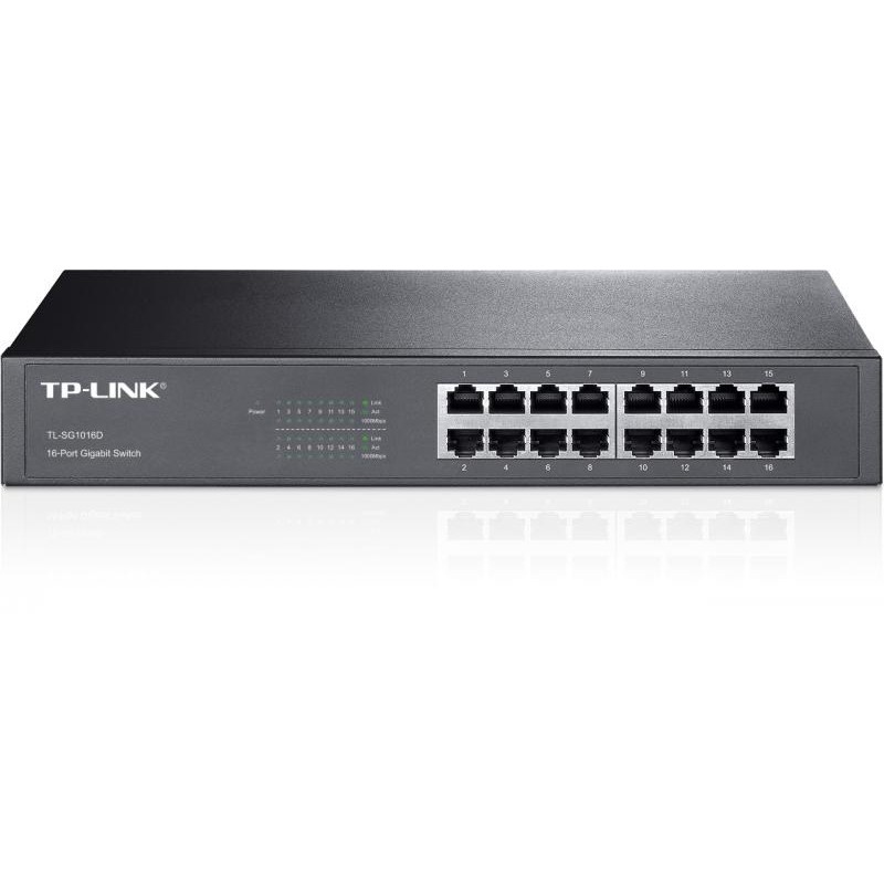 SWITCH TP-LINK 16 porturi Gigabit, carcasa metalica, rackabil "TL-SG1016D" (timbru verde 2 lei)
