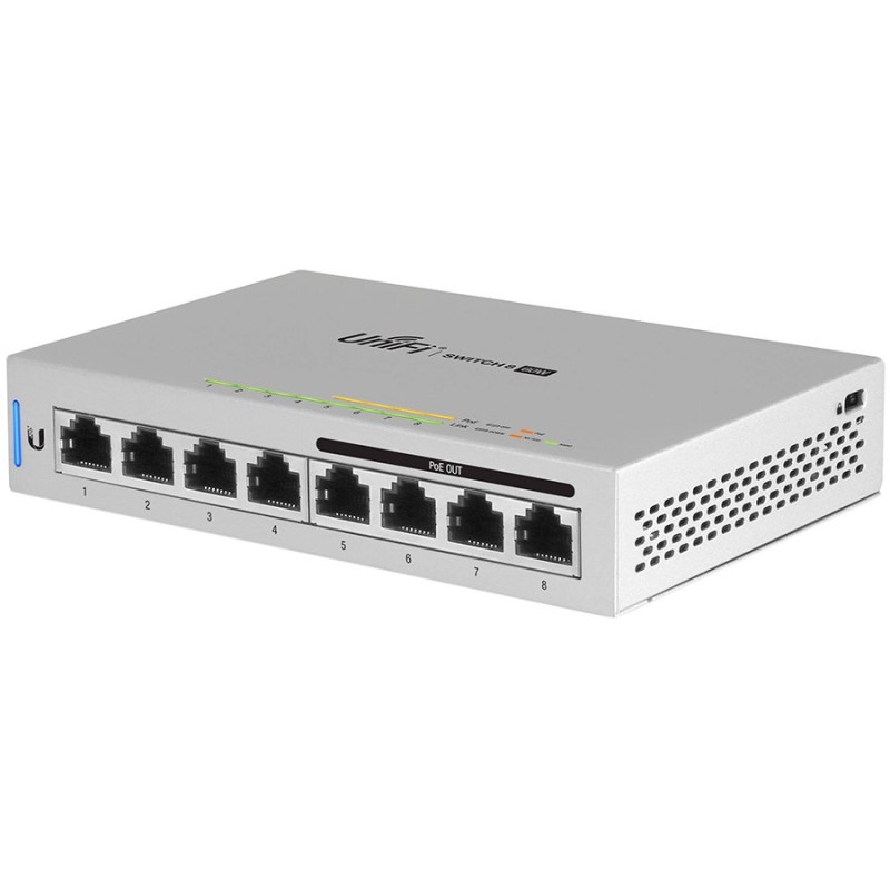 SWITCH PoE UBIQUITI, "UNIFI SWITCH 8"port Gigabit x 8, unmanaged, nerackabil, carcasa metalica, "US-8-60W-EU" (timbru verde 2 le