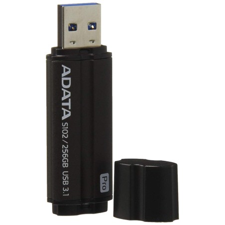 MEMORIE USB 3.1 ADATA 256 GB, cu capac, carcasa aluminiu, negru, "AS102P-256G-RGY" (timbru verde 0.03 lei)