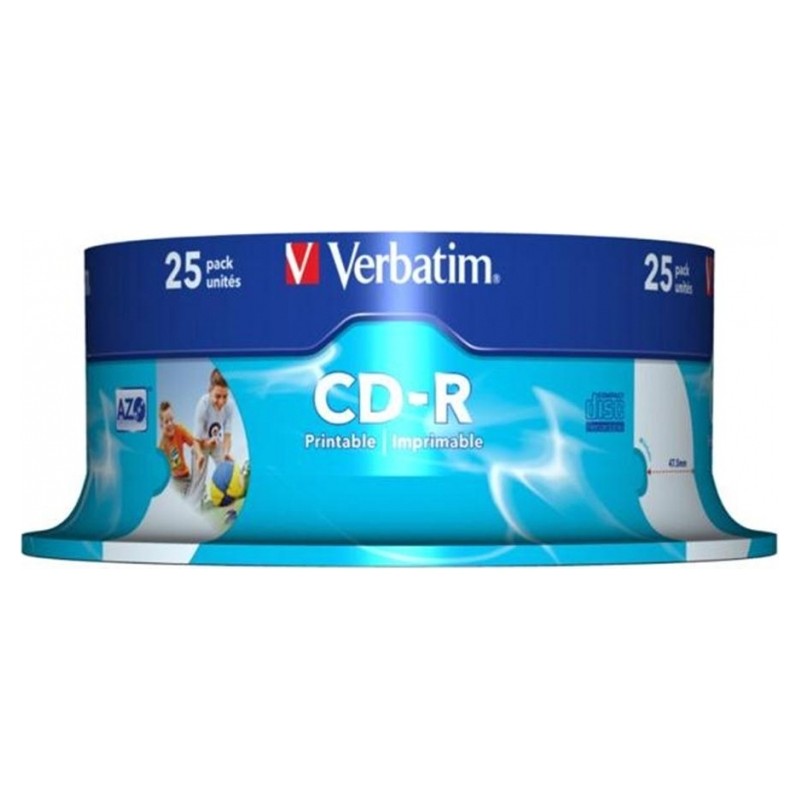 CD-R VERBATIM  700MB, 80min, viteza 52x,  25 buc, spindle, printabil, "AZO Wide Inkjet Printable" "43439/261909"