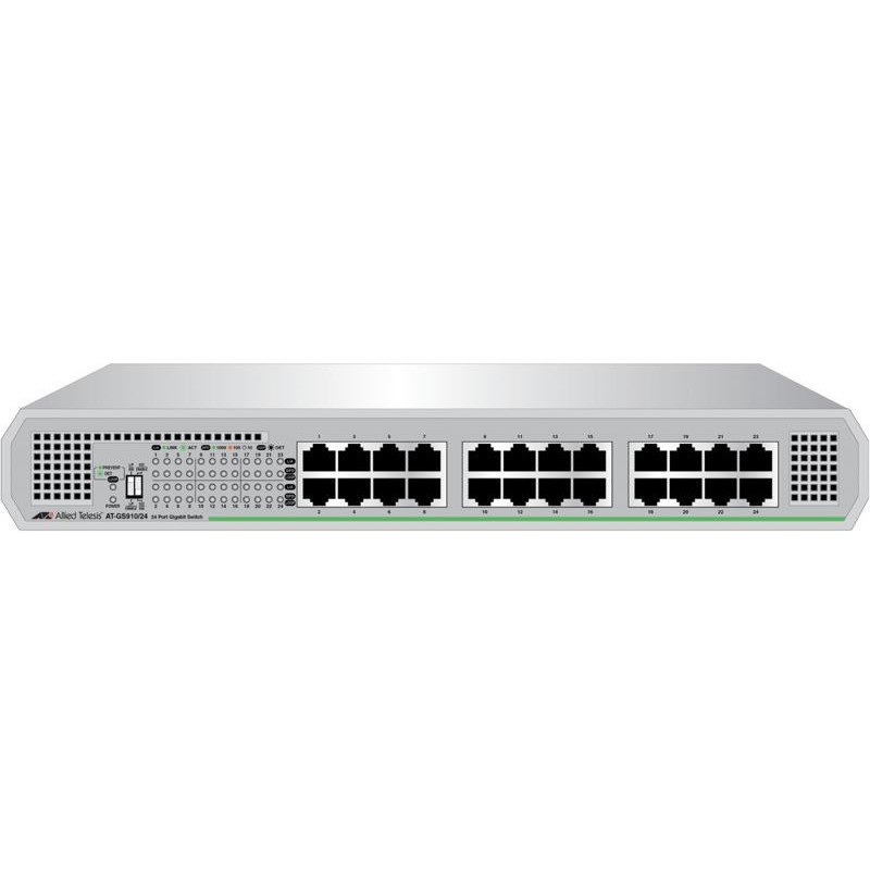 SWITCH ALLIED TELESIS, GS910/24, porturi Gigabit x 24, unmanaged, carcasa metalica, "AT-GS910/24-50" (timbru verde 2 lei)