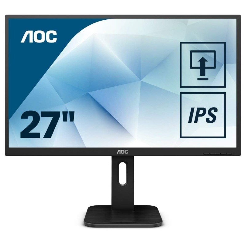 MONITOR AOC 27", home, office, IPS, Full HD (1920 x 1080), Wide, 250 cd/mp, 5 ms, VGA, DVI, HDMI, DisplayPort, "27P1" (timbru ve