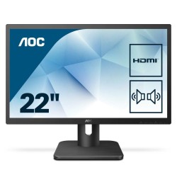 MONITOR AOC 21.5", home, office, TN, Full HD (1920 x 1080), Wide, 250 cd/mp, 2 ms, VGA, DVI, HDMI, "22E1D" (timbru verde 7 lei)