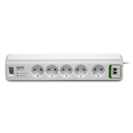 PRELUNGITOR APC, Schuko x 5, conectare prin Schuko (T), RJ-11 x 2, cablu 1.8 m, 10 A, protectie supratensiune, protectie telefon