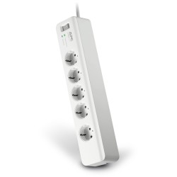PRELUNGITOR APC, Schuko x 5, conectare prin Schuko (T), cablu 1.8 m, 10 A, protectie supratensiune, alb, "PM5-GR" (timbru verde 