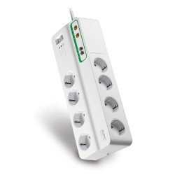 PRELUNGITOR APC, Schuko x 8, conectare prin Schuko (T), RJ-11 x 2, coaxial x 2, cablu 3 m, 10 A, protectie supratensiune, protec