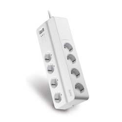 PRELUNGITOR APC, Schuko x 8, conectare prin Schuko (T), cablu 2 m, 10 A, protectie supratensiune, alb, "PM8-GR" (timbru verde 0.
