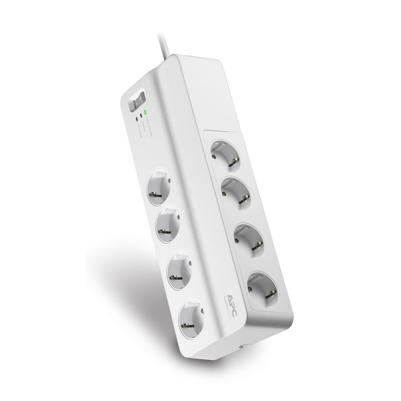 PRELUNGITOR APC, Schuko x 8, conectare prin Schuko (T), cablu 2 m, 10 A, protectie supratensiune, alb, "PM8-GR" (timbru verde 0.