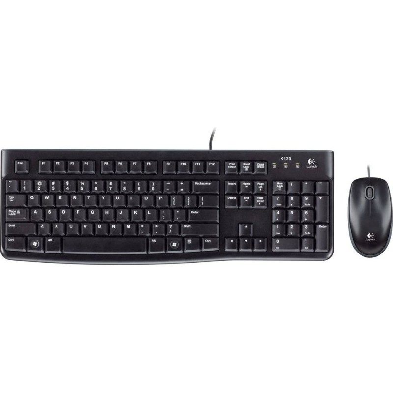 KIT wired LOGITECH USB, tastatura + mouse optic 1000dpi, 3 butoane "B110", black, "MK120" "920-002563"  (timbru verde 0.8 lei)