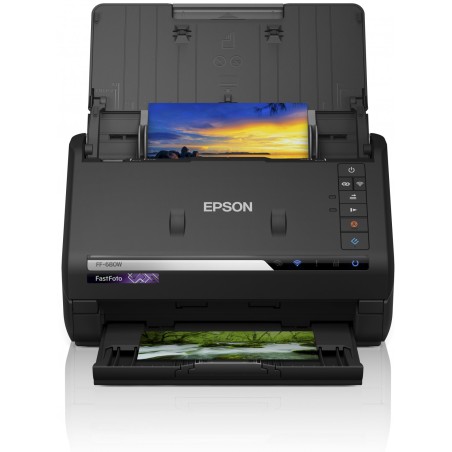 SCANNER EPSON FASTFOTO FF-680W, A4, tip sheetfed, viteza scanare: 46ppm alb-negru si color, rez. optica 6400x9600dpi, senzor CIS