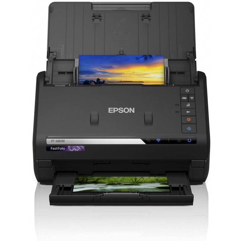 SCANNER EPSON FASTFOTO FF-680W, A4, tip sheetfed, viteza scanare: 46ppm alb-negru si color, rez. optica 6400x9600dpi, senzor CIS