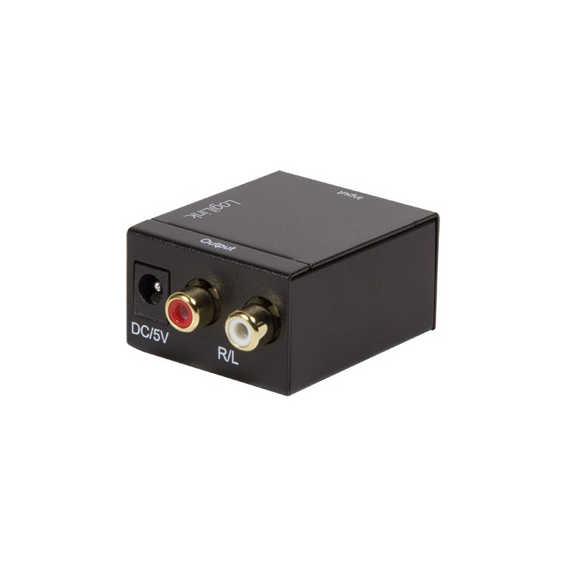CONVERTOR audio LOGILINK, intrare: 1 x Toslink, 1 x Coaxial, iesire: 2 x RCA,  24-bit, 96KHz, alimentator extern 5V / 1A, black,