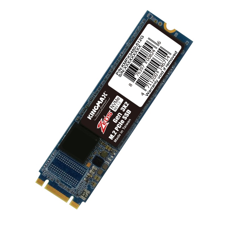 SSD KINGMAX, Gen3 x 4, Zeus PX3480, 512 GB, M.2, PCIe Gen3.0 x4, 3D TLC Nand, R/W: 3400/1950 MB/s, "KMPX3480-512G"