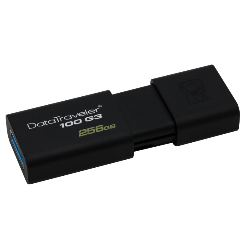 MEMORIE USB 3.0 KINGSTON 256 GB, cu capac, carcasa plastic, negru, "DT100G3/256GB" (timbru verde 0.03 lei)